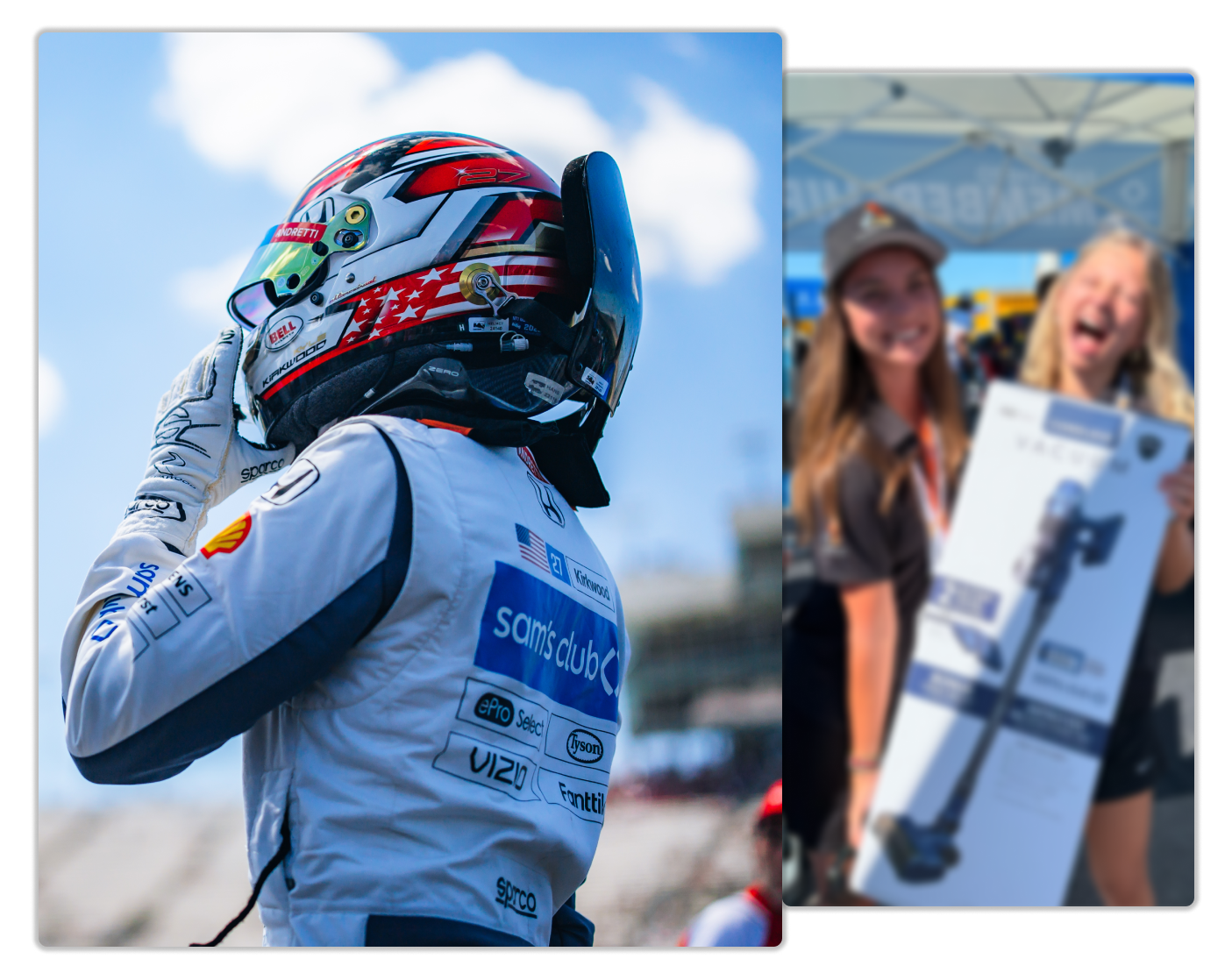 The Sam's Club mobile app showing an ad for dog food and a collection of frequently ordered items.